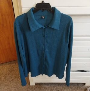 Teal Button-Up Women's Top